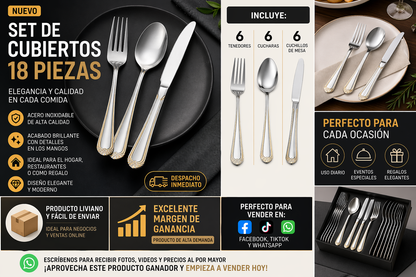 Set de Cubiertos de 18 piezas 🥄🍴🔪