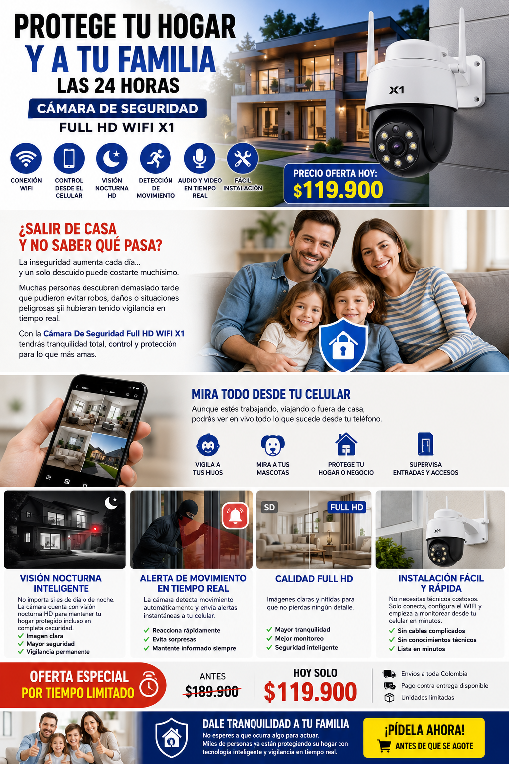 Cámaras de Seguridad full HD WIFI X1