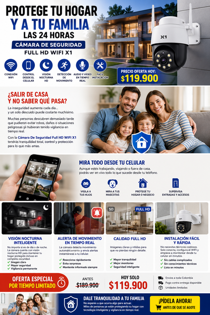 Cámaras de Seguridad full HD WIFI X1